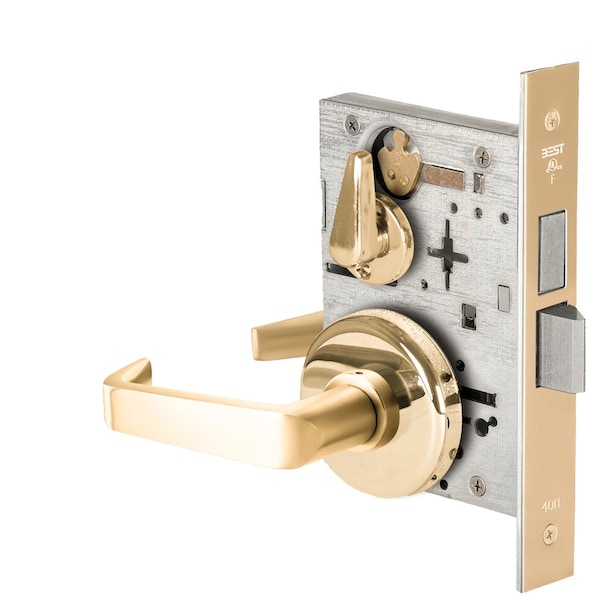 Best Grade 1 Privacy Mortise Lock, 15 Lever, H Rose, Non-Keyed, Bright Brass Finish, Field Reversible 45H0L15H605 - main